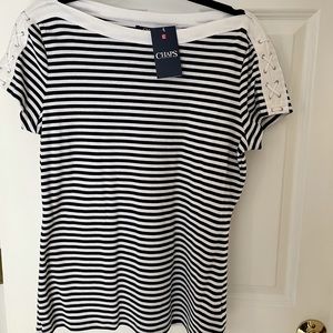 Chaps Women’s Nautical Navy and White Knit Top